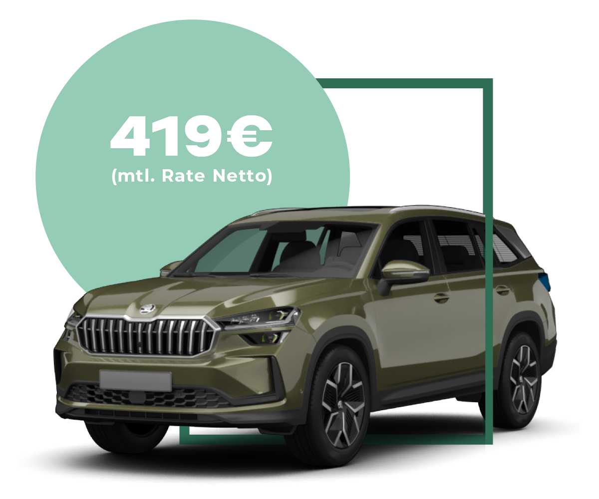 zu sehen ist ein grüner Škoda Kodiaq