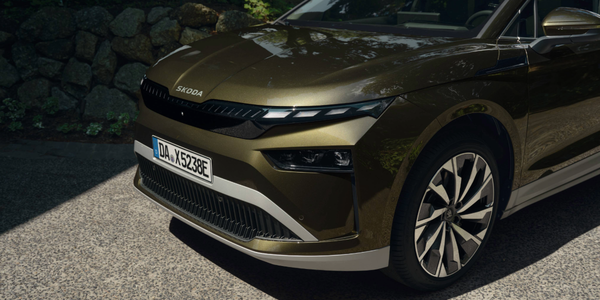 zu sehen ist ein brauner Skoda von vorne