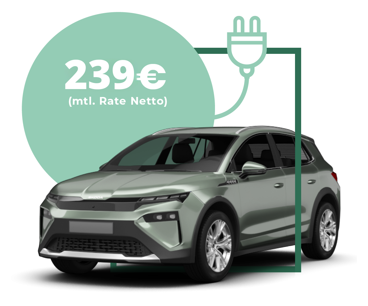 zu sehen ist ein grüner Škoda Elroq