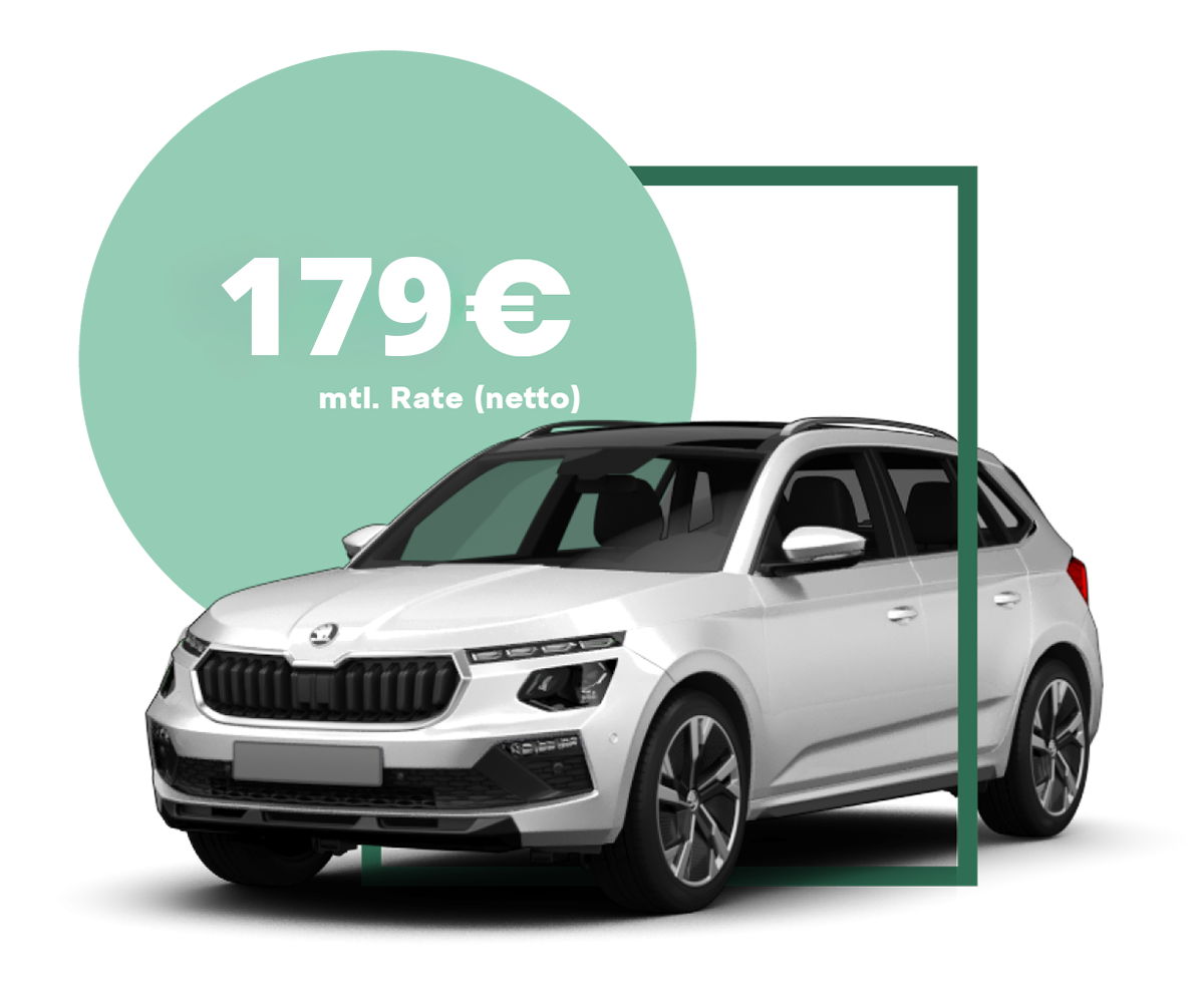 zu sehen ist ein weißer Škoda Kamiq